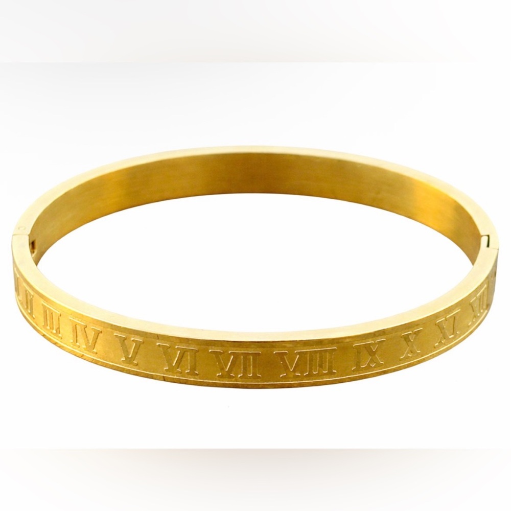 One Purpose Roman Numeral Hinged Cuff Bracelet - Boutique